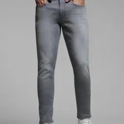 Jack & Jones Grey Denim Cotton Cropped Denim Jeans-image-39