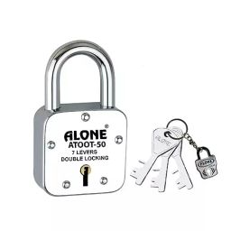 ALONE LOCKS 50 mm Steel Chrome with 3 Keys Door Padlock, Atoot3_50_01-5