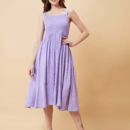 Globus Lavender Polka Dot Fit & Flare Dress-image-15