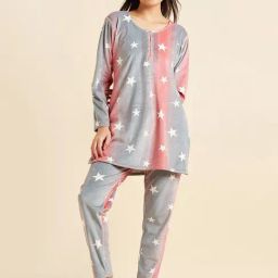 Sweet Dreams Grey Printed Kurti Pyjama Set-picture-27