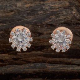 Kushal's Fashion Jewellery White Rose Gold Polished Zircon Earring for Women-picture-37