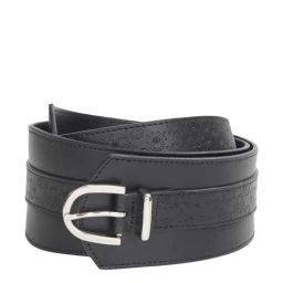 United Colors of Benetton Rui Black PU Textured Wide Belt-image-96