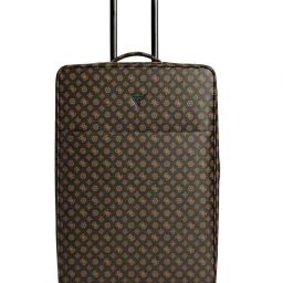 Guess Men's Black PU Printed Travel Roller Trolly Bag-7