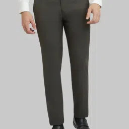 Park Avenue Brown Slim Fit Self Pattern Trousers-image-37