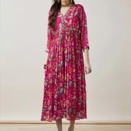 Soch Pink Printed A-Line Dress-image-32