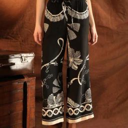 Kazo Black Polyester Printed Mid Rise Trousers-image-52