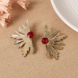 Sohi Women's Nectar Stone Drop Earrings  Ruby Red-image-37