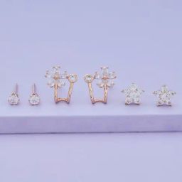 Kushal's Fashion Jewellery White Rose Gold Polished Zircon Earring for Women-picture-34