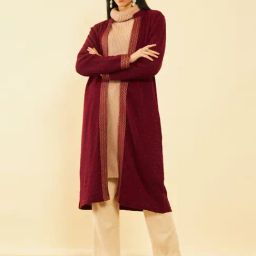 Soch Maroon Printed Shrug-image-25