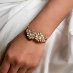 Teejh Gold-Plated Karishmaa Pearl & Polki Bracelet for Women-35
