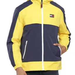 Tommy Hilfiger Yellow & Blue Regular Fit Colour Block Hooded Jacket-picture-8