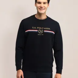 U.S.Polo Association Navy Cotton Regular Fit Logo Printed Sweatshirt-image-71