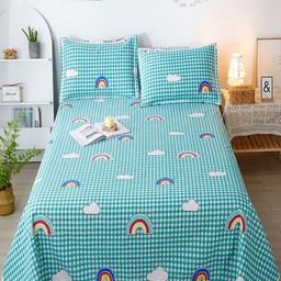JC HOME Blue & White Printed Pure Cotton 220 TC Double Queen Bedsheet Set-2.30 m x 2.40m-picture-44