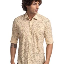 Parx Orange Cotton Slim Fit Printed Shirt-picture-14