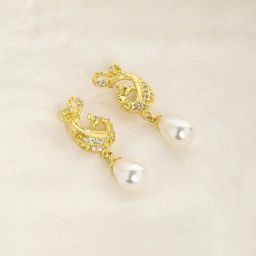 March by FableStreet Sterling Silver Peacock Pearl Drop Earrings for Women-image-18