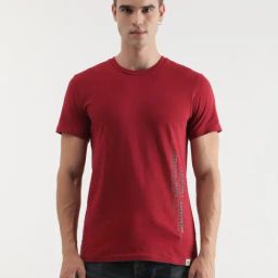 Lee Red Cotton Slim Fit Printed T-Shirt-image-80