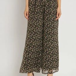 Anvi Be Yourself Black Floral Print Palazzos-image-98