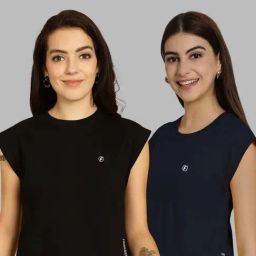 Friskers Black & Navy Slim Fit Sports T-Shirts - Pack Of 2-image-71