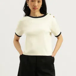 United Colors Of Benetton Off White Cotton Regular Fit Top-picture-17