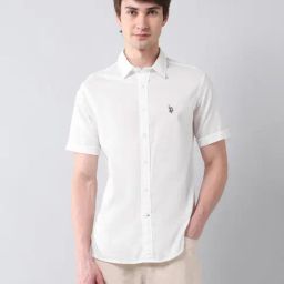 U.S. Polo Assn. White Cotton Regular Fit Shirt-image-73