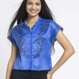 SHAYE Blue Printed Casual Shirt-image-48