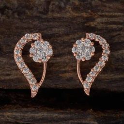Kushal's Fashion Jewellery White Rose Gold Polished Zircon Earring for Women-picture-35