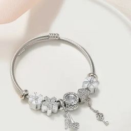 Peora Silver-Plated Cubic Zirconia Studded Adjustable Bracelet-83