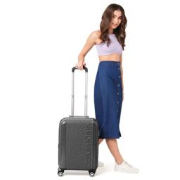 Calvin Klein Waffle Charcoal Grey Textured Hard Cabin Trolley Bag - 54.5 Cms-picture-16