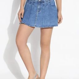 Showoff Blue Regular Fit Skirt-image-75