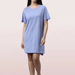 Enamor Soft Purple Cotton Graphic Print Sleep Tee-image-29