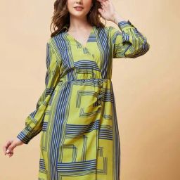 Globus Green Stripes A Line Dress-picture-43