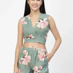 Erotissch Green Floral Print Beachwear Co-Ord Set-image-78