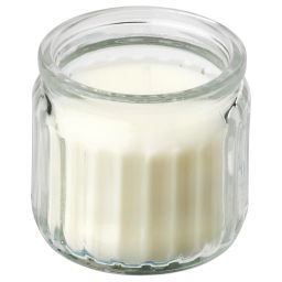 ikea jämlik Scented candle in glass, Vanilla/light beige, 12 hr-picture-14