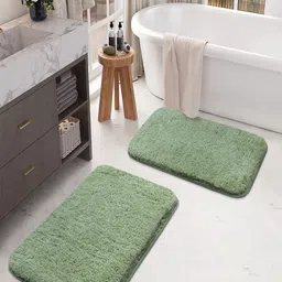 LUXEHOME INTERNATIONAL Set Of 2 Green 2200 GSM Ultra Absorbent Bath Rugs-image-43