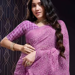TASRIKA Embellished Geometric Printed Sequinned Georgette Saree-7