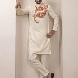 DEVOILER Men Ethnic Motifs Printed Mandarin Collar Cotton Kurta-image-39