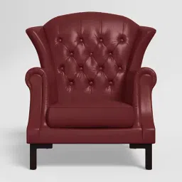 Godrej Interio Majesta Maroon Solid Wood Wing Chair-image-42