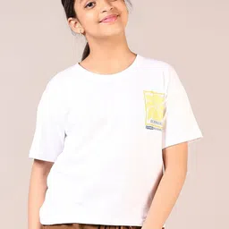 V-Mart Girls Graphic Printed Round Neck Cotton T-shirt-48