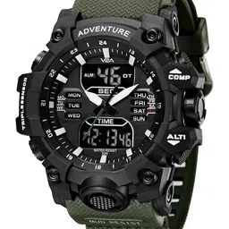 V2A Men Dial & Textured Straps Analogue and Digital Watch V2A-CS-1730-Grn-Blk image 4