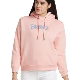 Being Human Pink Melange Printed Hoodie-image-45
