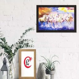eCraftIndia Lucky White Running Horses Matt Textured UV Art Painting-18