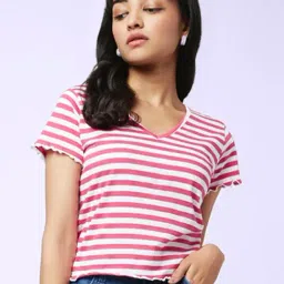 YU by Pantaloons Pink Striped Top-picture-32