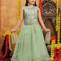 BAESD Girls Embellished Ready to Wear Lehenga & Blouse With Dupatta-picture-13
