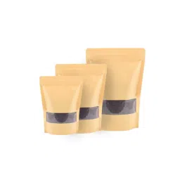Enmark 25.5x18 cm (500g) Brown Kraft Paper Stand Up Zipper Pouch with Rectangle Window-image-83