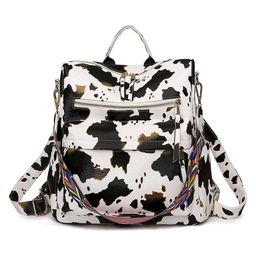 MOMISY Cow Design Waterproof Leather Backpack cum Handbag - Beige-20
