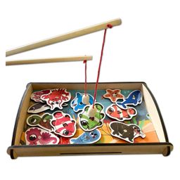Mini Leaves Wooden Magnetic Fishing Toy with 13 Sea Animals-picture-22