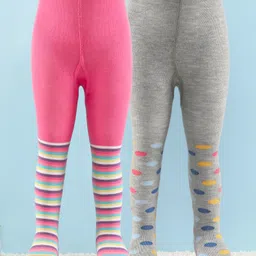 Cute Walk by Babyhug Antibacterial Striped Footed Tights Pack Of 2 - Multicolor-picture-40