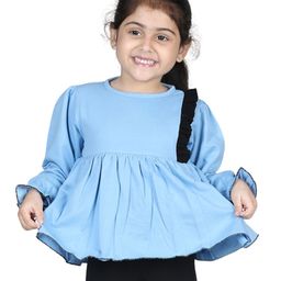 Aww Hunnie Full Sleeves Peplum Winter Sweat Top - Blue-picture-46