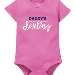 Zeezeezoo Half Sleeves Fathers Day Theme Daddy's Darling Printed Onesie - Pink-picture-27