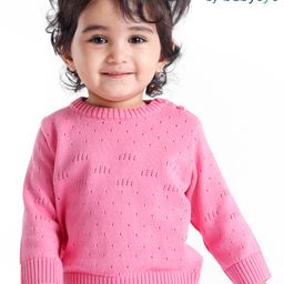 Babyoye Eco Conscious 100% Cotton Solid Full Sleeves Sweater - Pink-image-74